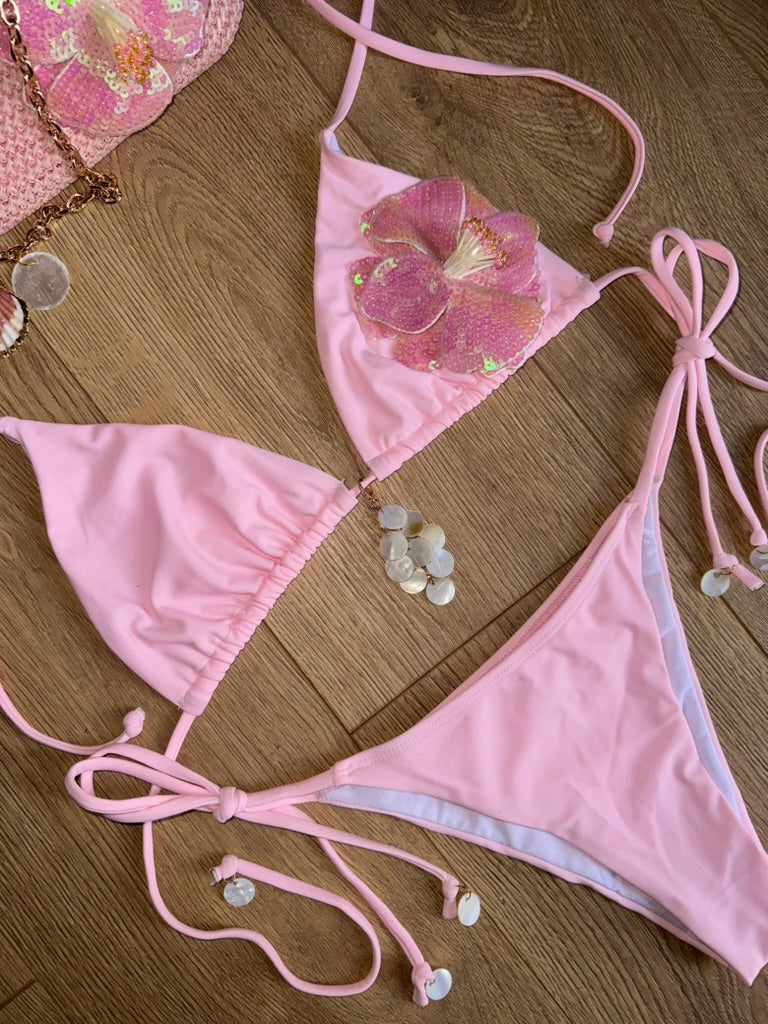 'Floral Rosé' | Bikini & Bag Set