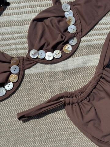 'Mocha Pearl' | Button Bikini Set