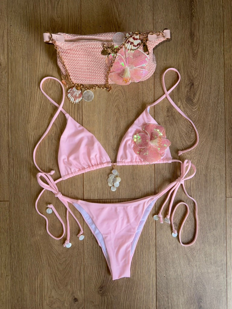 'Floral Rosé' | Bikini & Bag Set