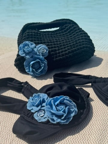 'Denim By The Sea | Sky' Bikini & Clutch Set