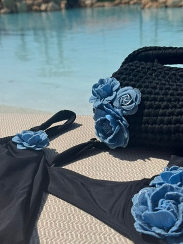 'Denim By The Sea | Sky' Bikini & Clutch Set