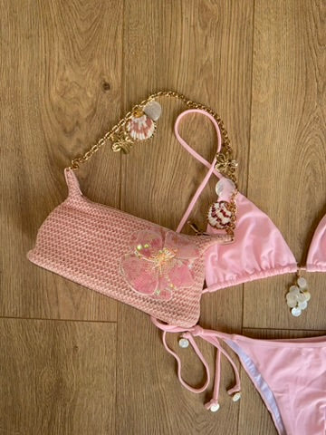 'Floral Rosé' | Bikini & Bag Set
