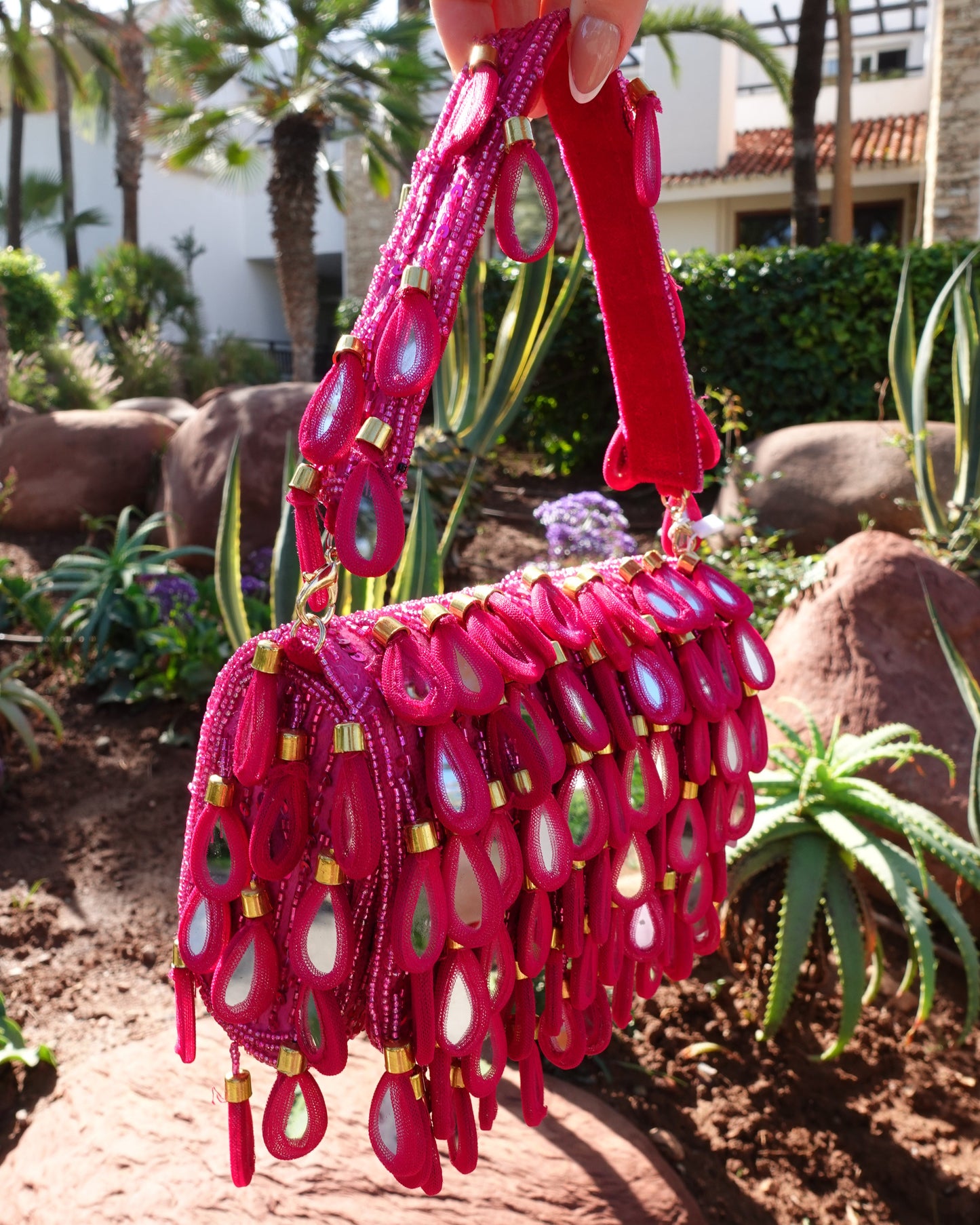 'Reflections - Fuchsia' | Beaded Bag
