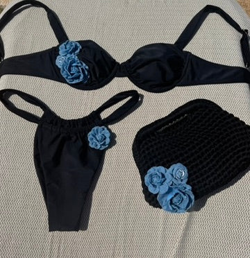 'Denim By The Sea | Sky' Bikini & Clutch Set