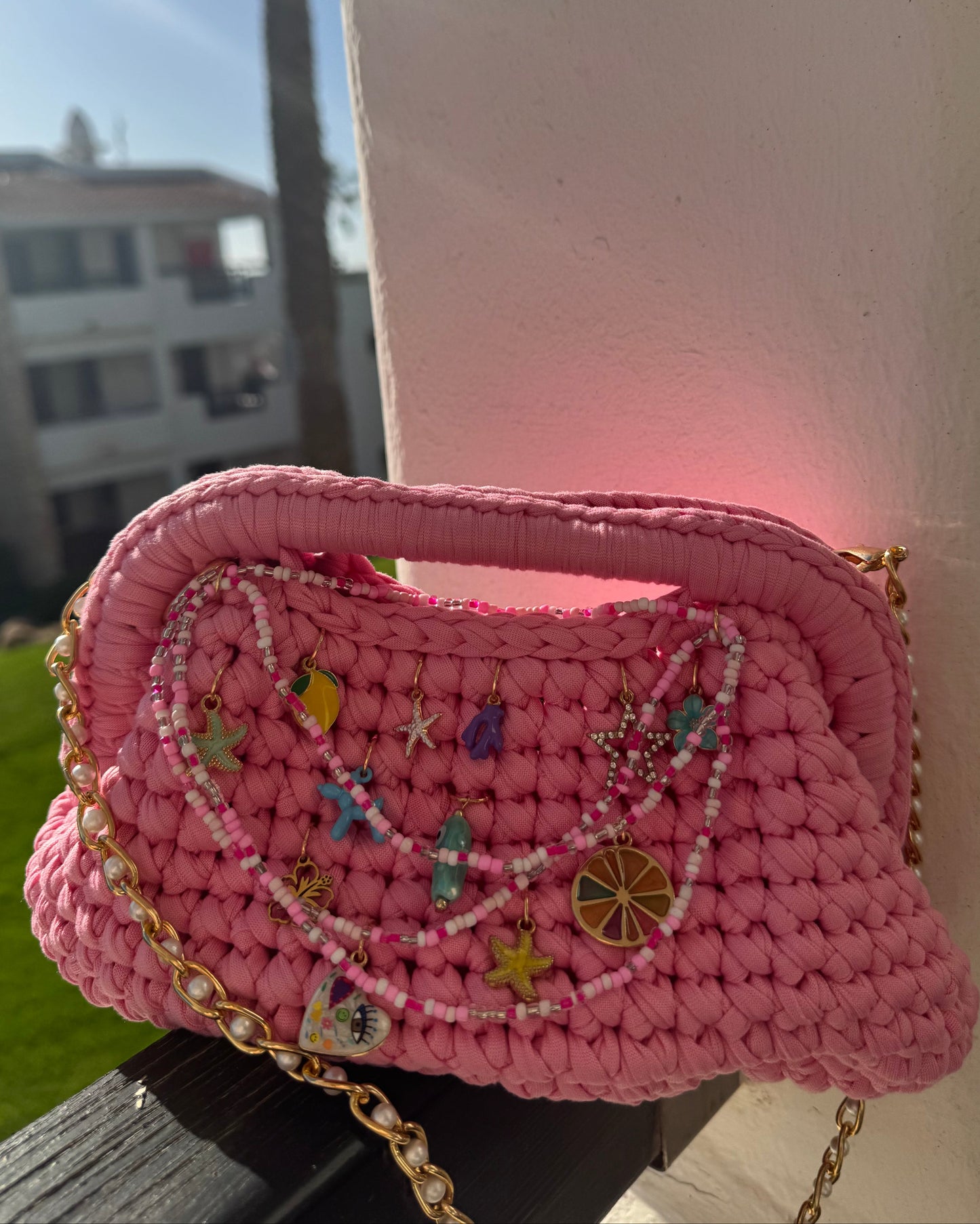 'Junk Charm Club' | Crochet Clutch