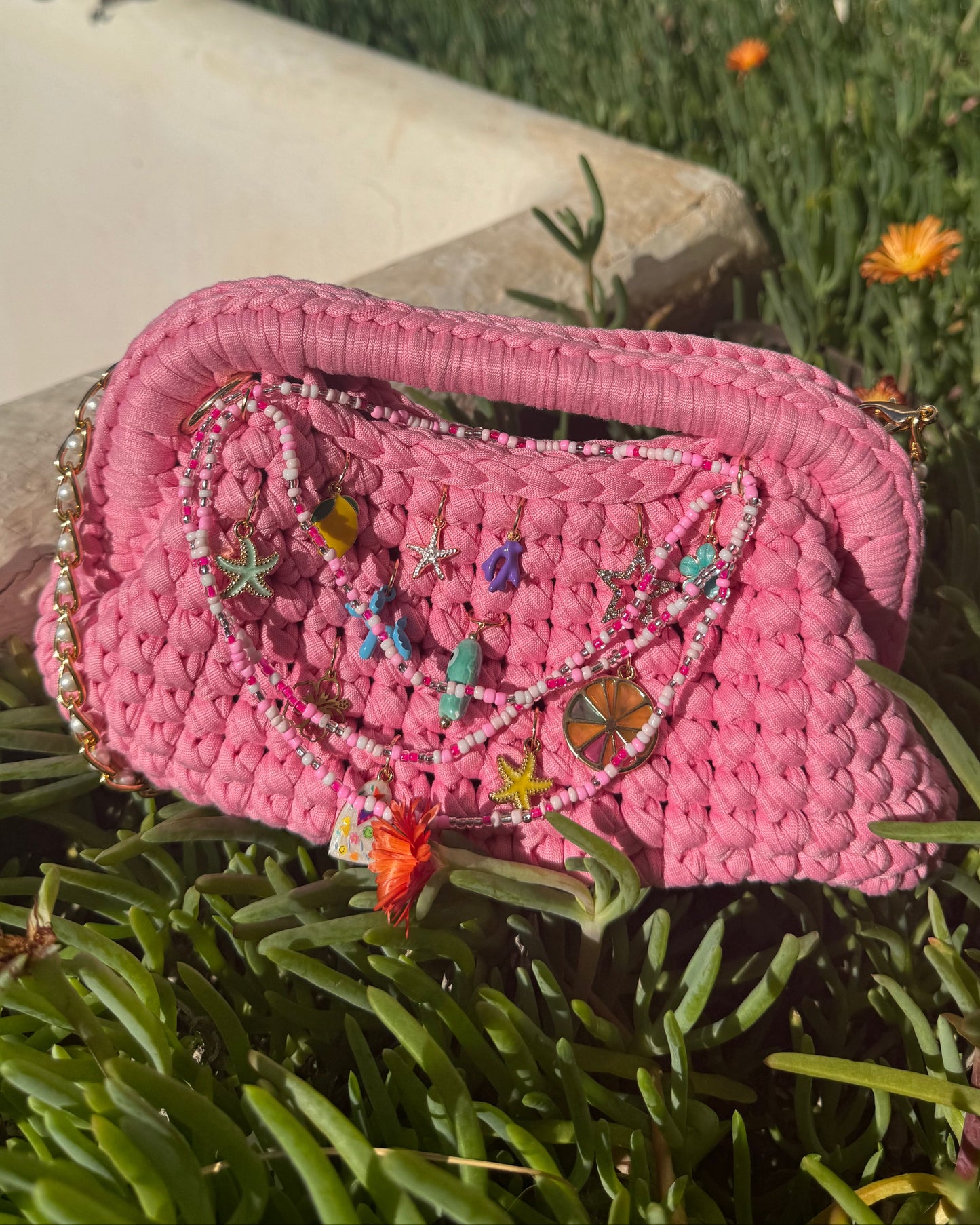 'Junk Charm Club' | Crochet Clutch