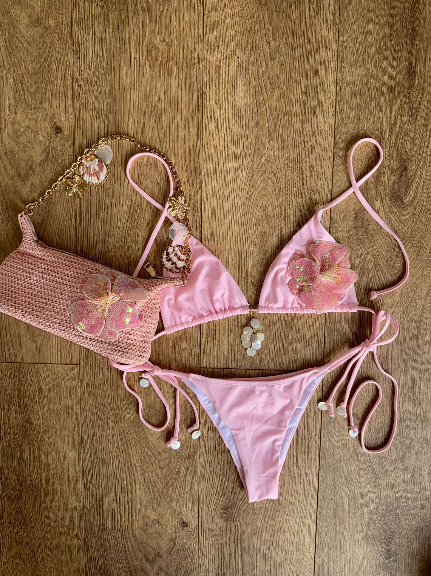 'Floral Rosé' | Bikini & Bag Set