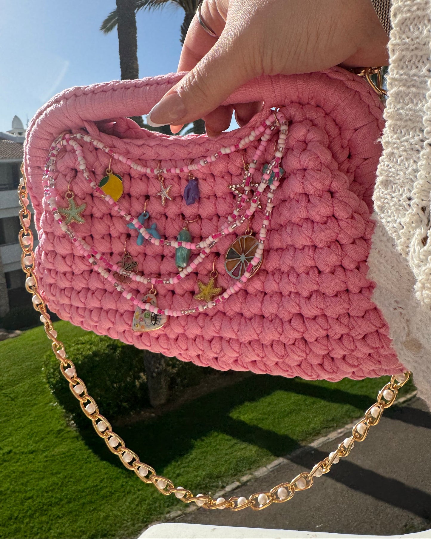 'Junk Charm Club' | Crochet Clutch